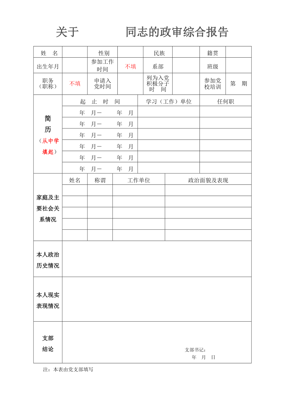 13关于××同志的政审综合报告.doc_第1页