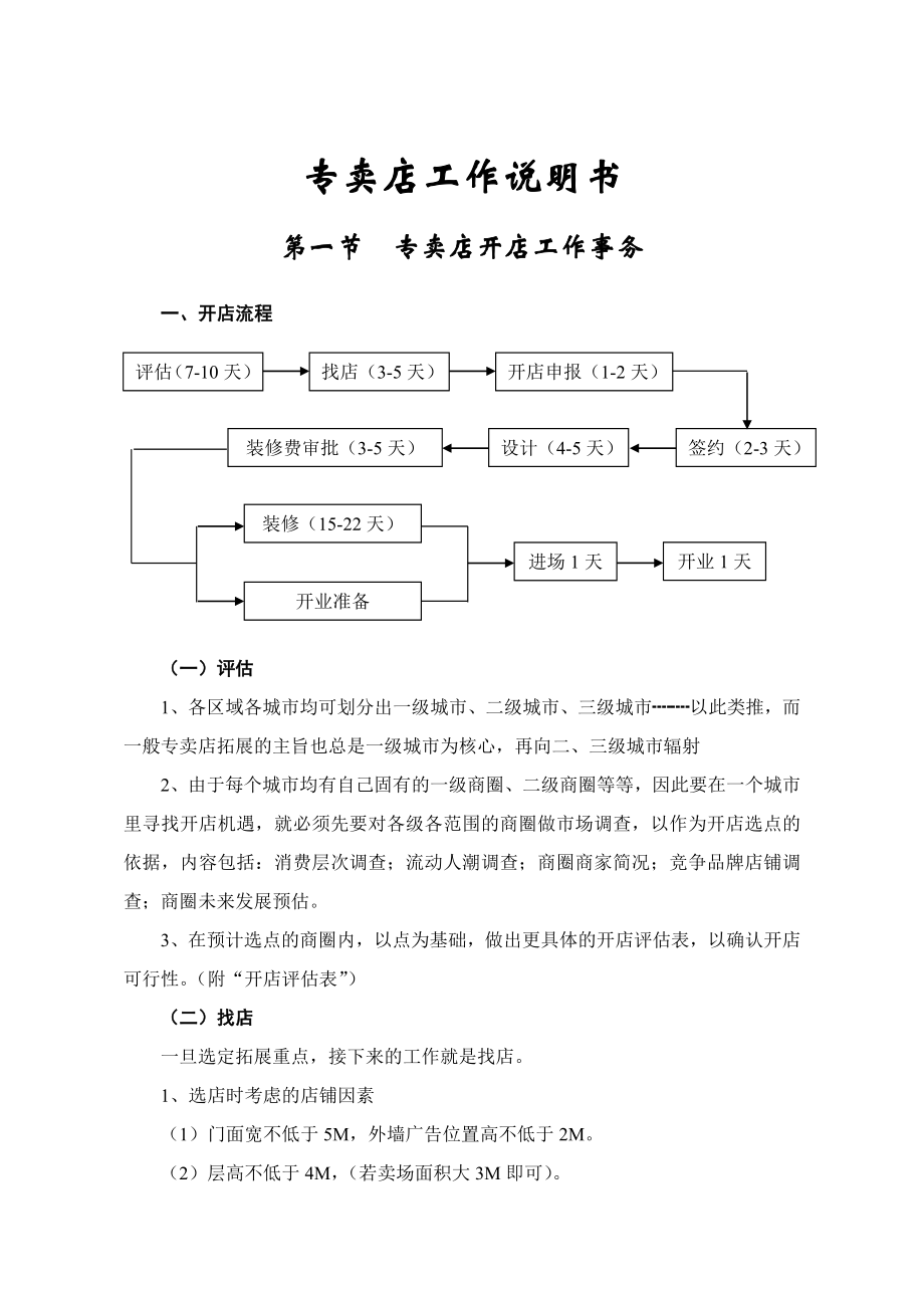 专卖店开店工作说明书.doc_第1页