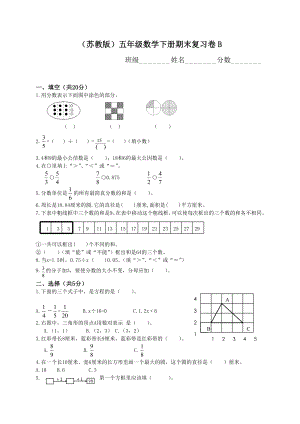 苏教版小学五年级数学下册期末复习题卷.doc