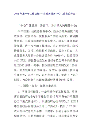 上半工作总结县政务服务中心（政务公开办） .docx