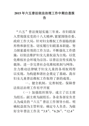 六五普法依法治理工作中期自查报告.doc