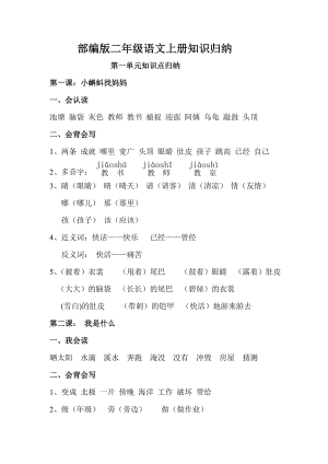 部编版小学二年级语文上册知识归纳.doc