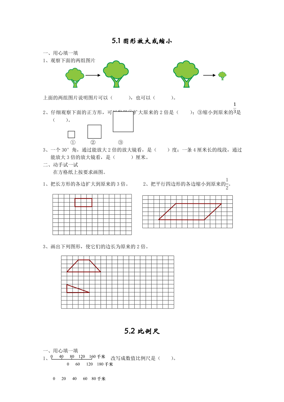 西师版六年级数学上册图形变化和确定位置练习题.doc_第1页