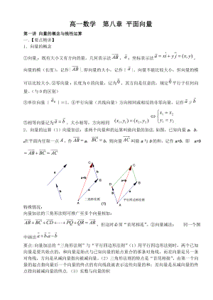 高一数学平面向量知识点及典型例题解析.docx