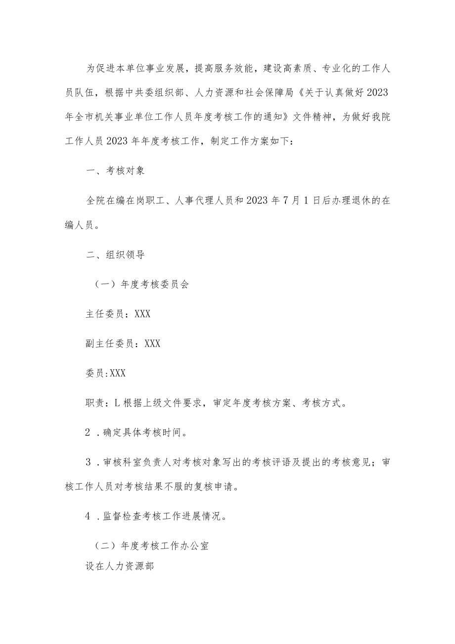 2023医院全员绩效考核实施方案（详细版）.docx_第2页