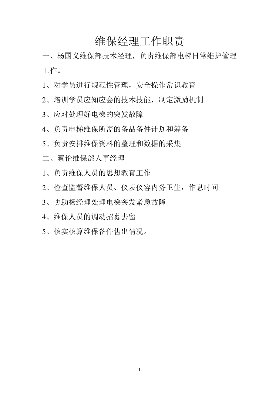 维保经理工作职责.doc_第1页