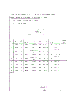 6.A5.主要进场人员报审表（项目部 ）.docx