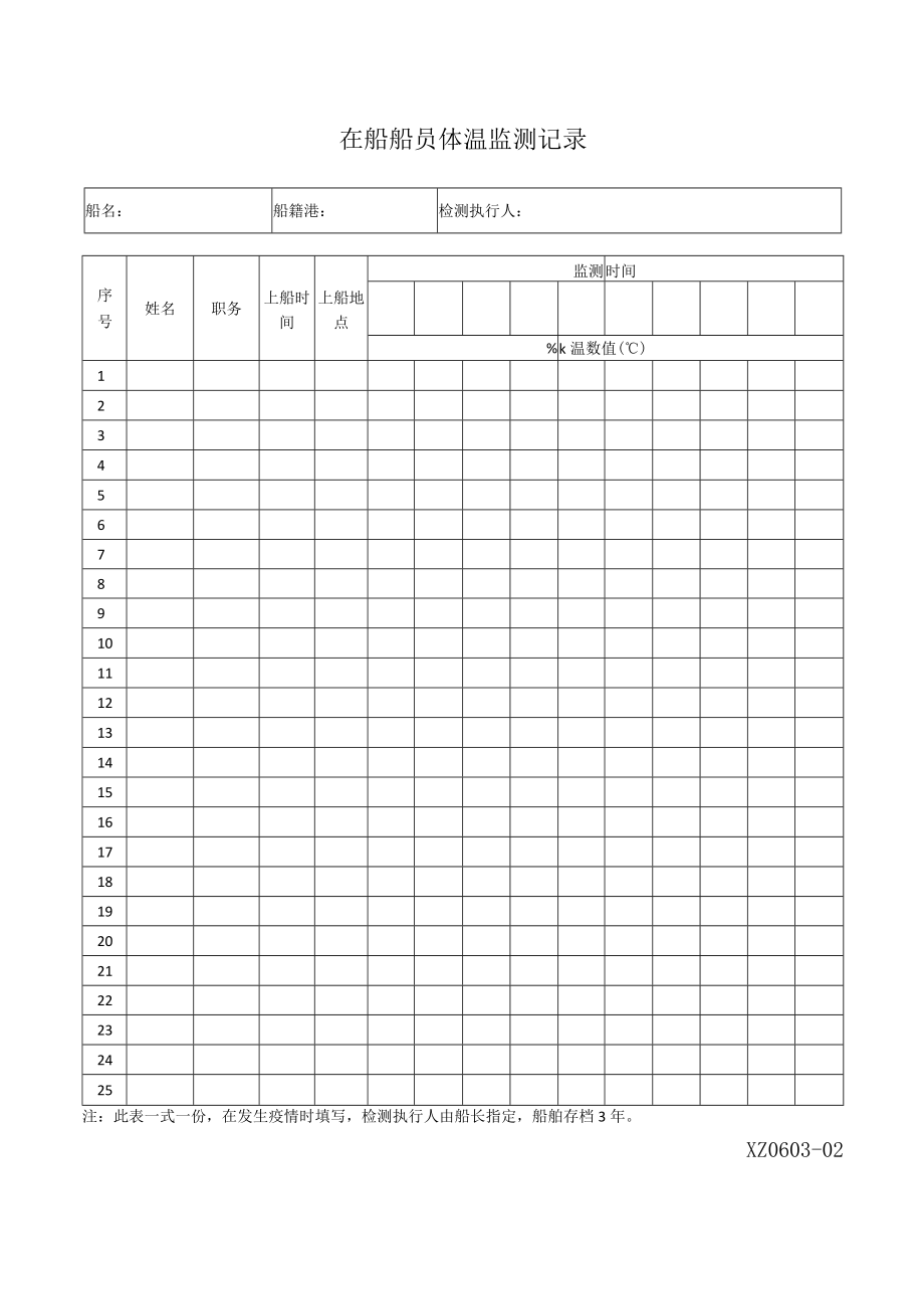 XZ0603-02《在船船员体温监测记录》.docx_第1页