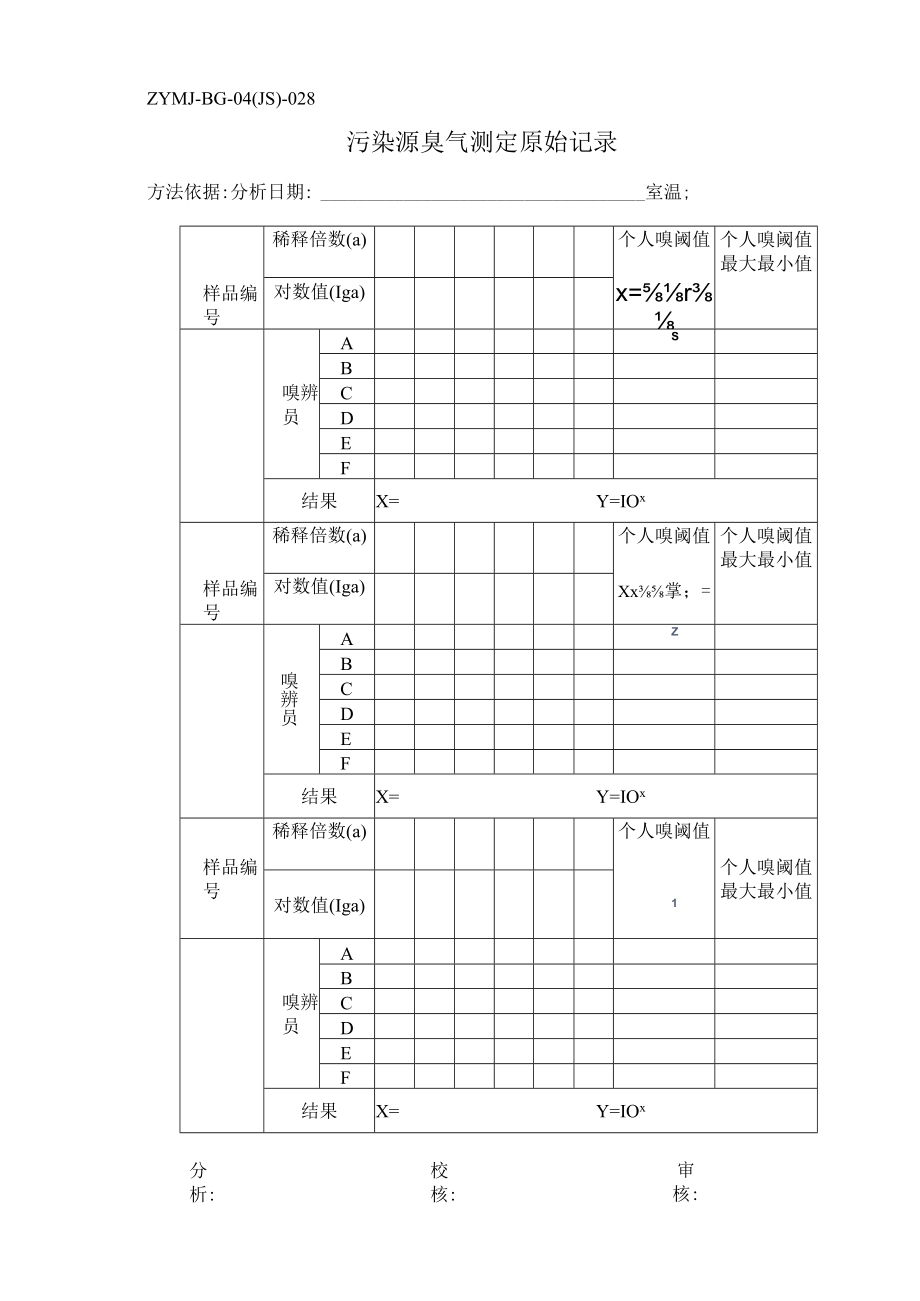 ZYMJ-BG-04(JS)-028 污染源臭气测定原始记录.docx_第1页