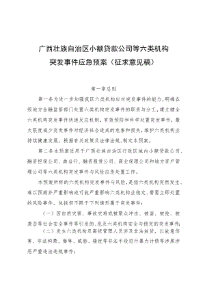 《广西壮族自治区小额贷款公司等六类机构突发事件应急预案》（征求意见稿）.docx