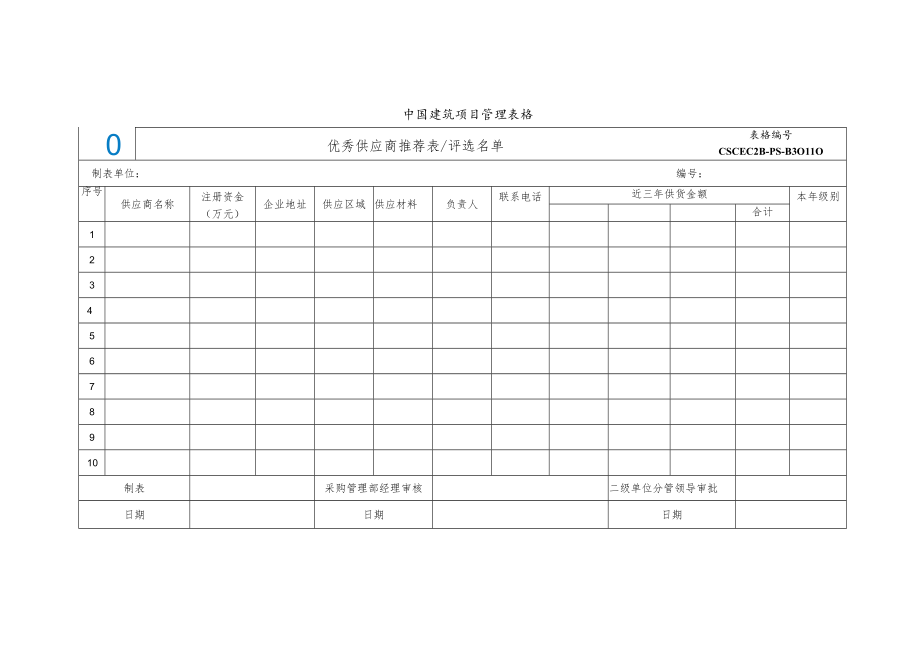 CSCEC2B-PS-B30110 优秀供应商推荐表.docx_第1页