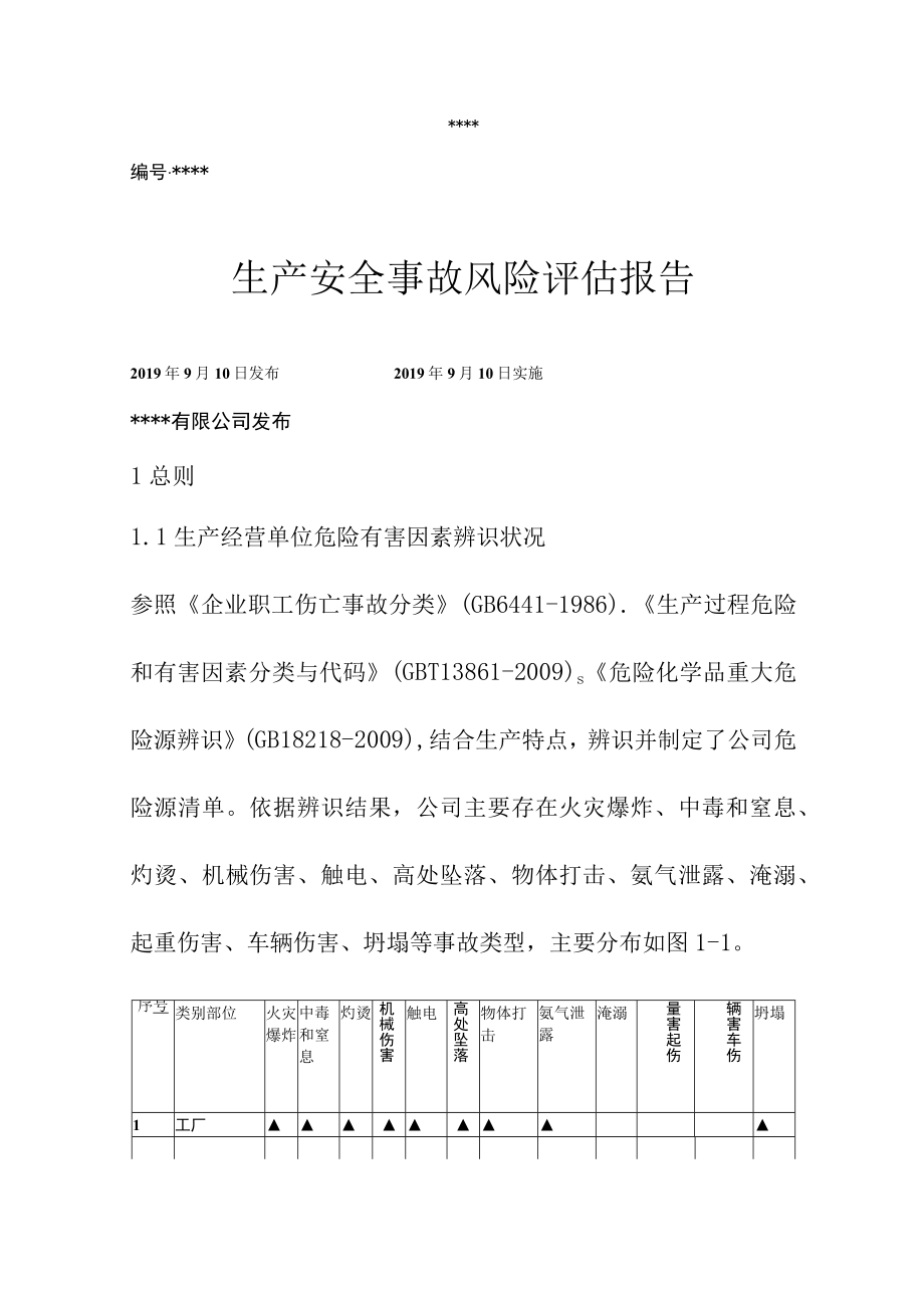 XX企业生产安全事故风险评估报告（20页）.docx_第1页