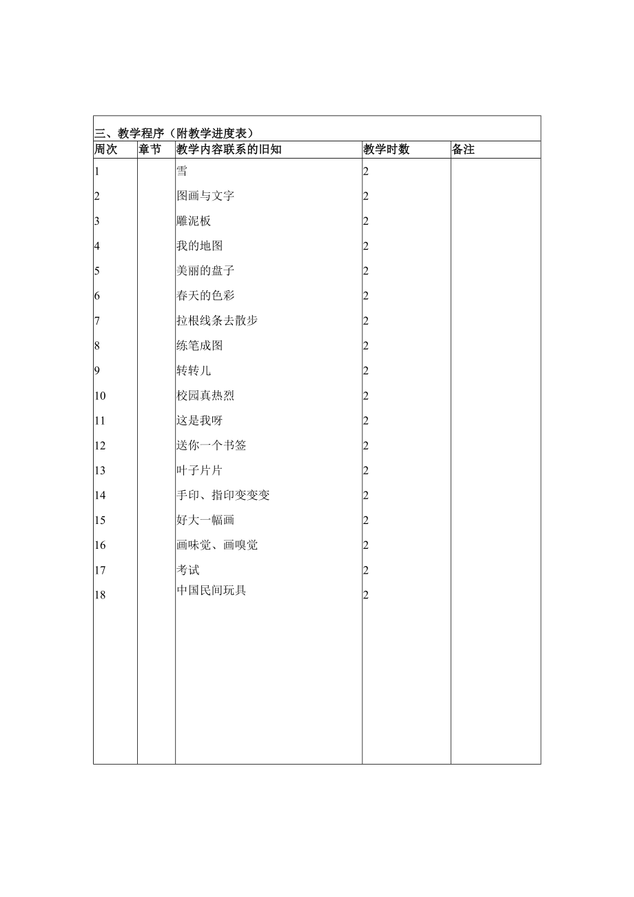 《美术学科》一年级教学计划第二学期.docx_第3页