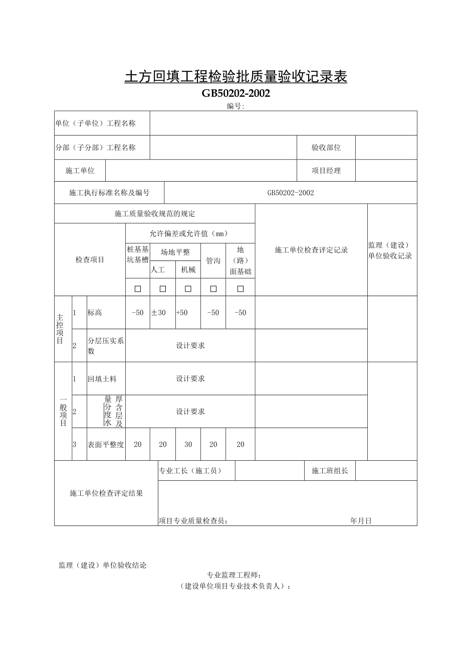 2.17土方回填工程检验批质量验收记录表.docx_第1页