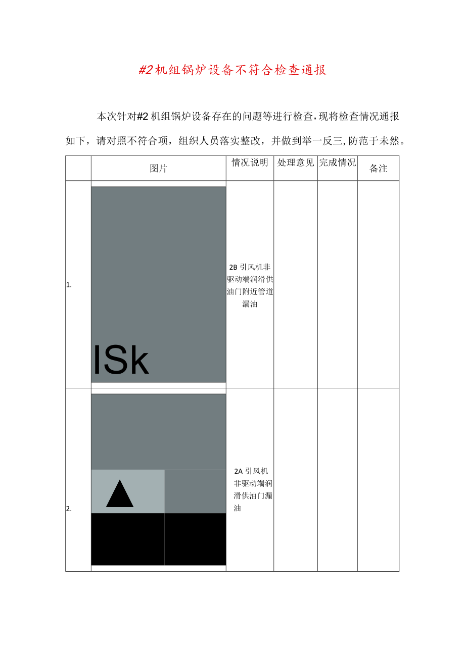 #2机组锅炉设备自检检查 .docx_第1页