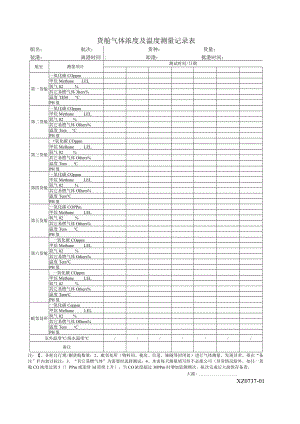 XZ0736-01《 货舱气体浓度及温度测量记录表》.docx