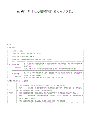 中级经济师《人力资源管理》重点知识点汇总.docx