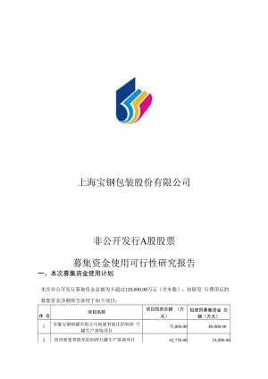 上海宝钢包装非公开发行A股股票募集资金使用可行性研究报告.docx