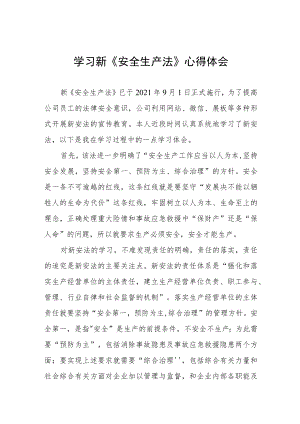 乘务车间人员学习新《安全生产法》心得体会十篇.docx