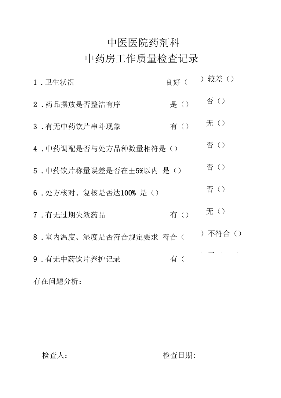 中药房质量检查记录.docx_第1页