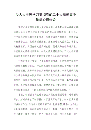 乡人大主席学习贯彻党的二十大精神集中轮训心得体会范文.docx