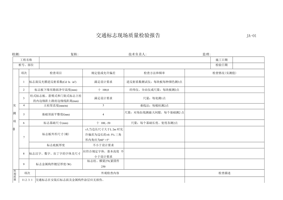 交通安全设施检表JA01-013.docx_第1页