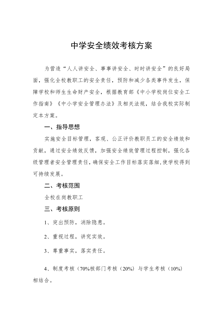 中学安全绩效考核方案.docx_第1页