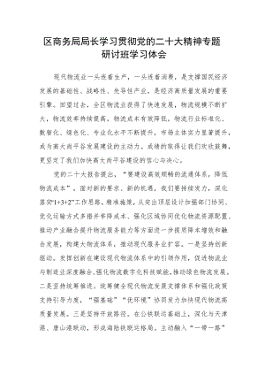 区商务局局长学习贯彻党的二十大精神专题研讨班学习体会.docx