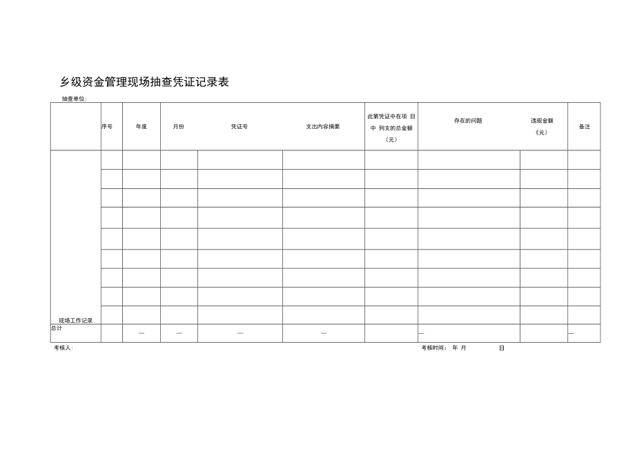 乡级资金管理现场抽查凭证记录表.docx_第1页