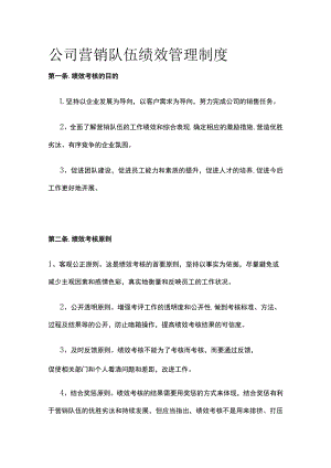 公司营销队伍绩效管理制度.docx