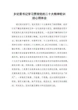 乡纪委书记学习贯彻党的二十大精神轮训班心得体会.docx