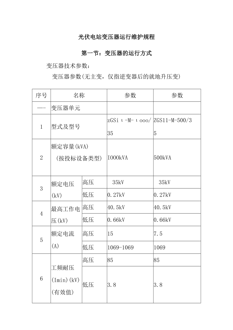 光伏电站变压器运行维护规程.docx_第1页