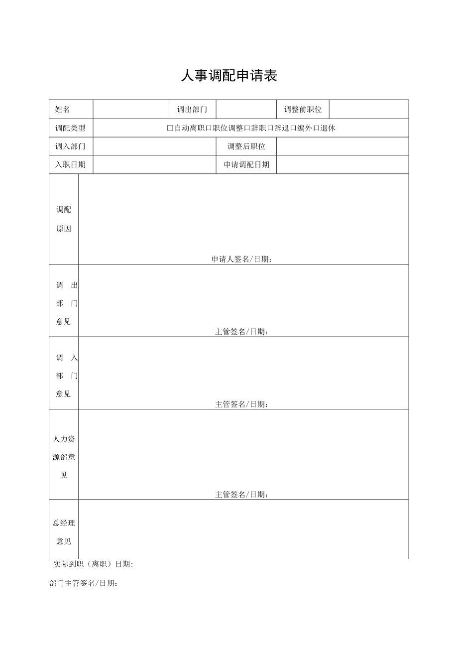 人事调配申请表.docx_第1页