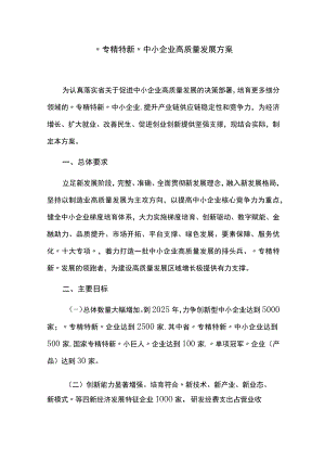 “专精特新”中小企业高质量发展方案.docx