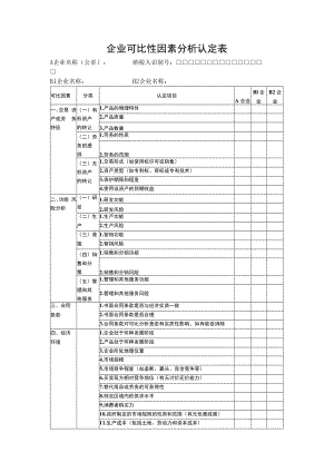 企业可比性因素分析认定表.docx