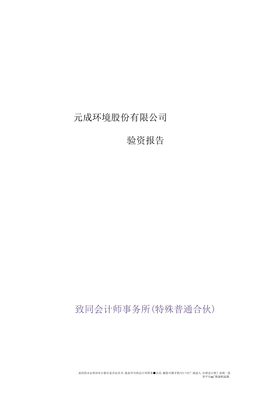 元成环境股份有限公司验资报告.docx_第1页