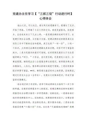 党建办主任学习【“三抓三促”行动进行时】心得体会.docx