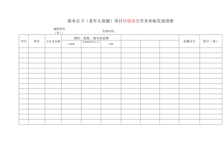 基本公卫（老年人保健）项目村级部分劳务补贴发放清册.docx_第1页