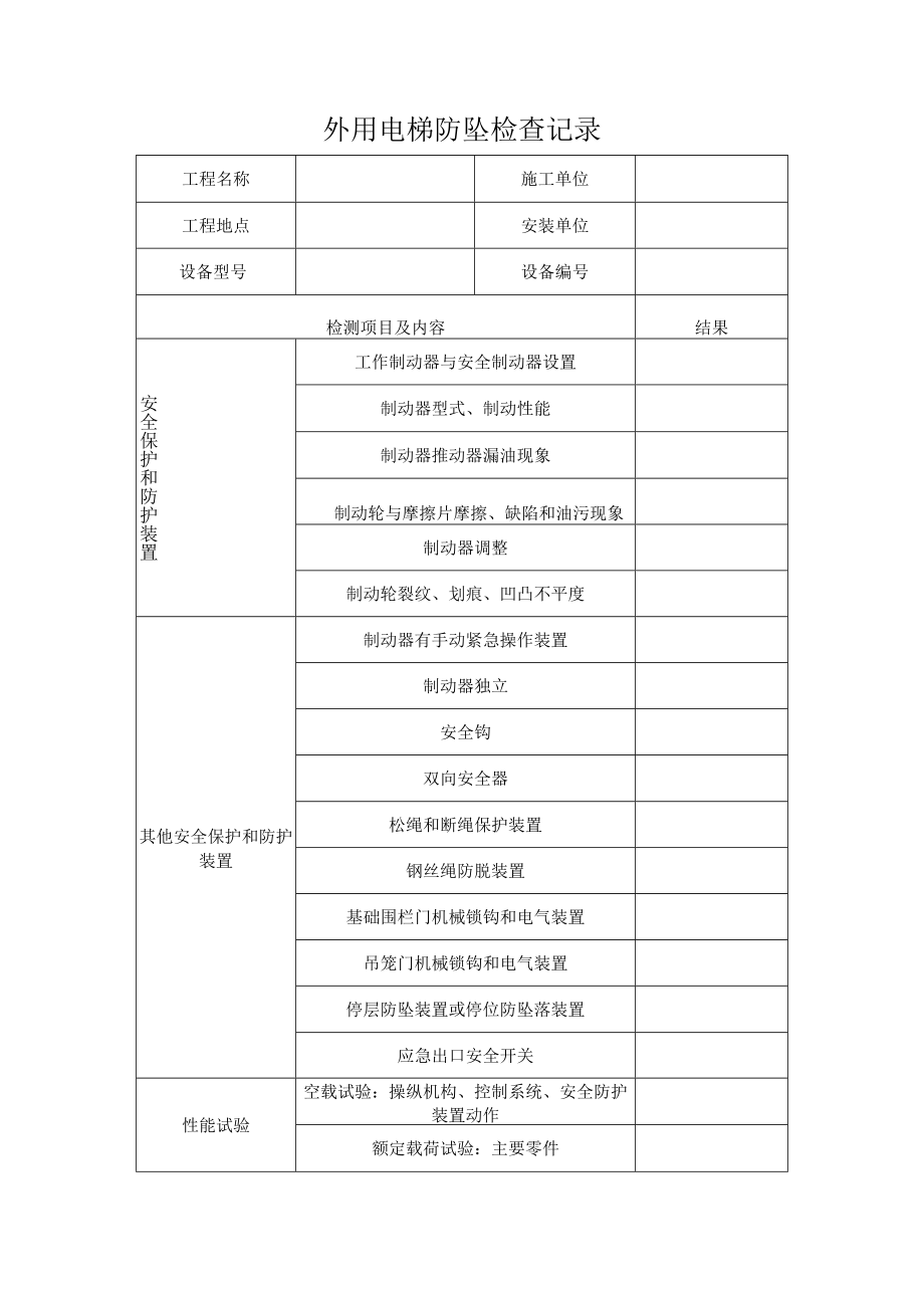 外用电梯防坠检查记录.docx_第1页