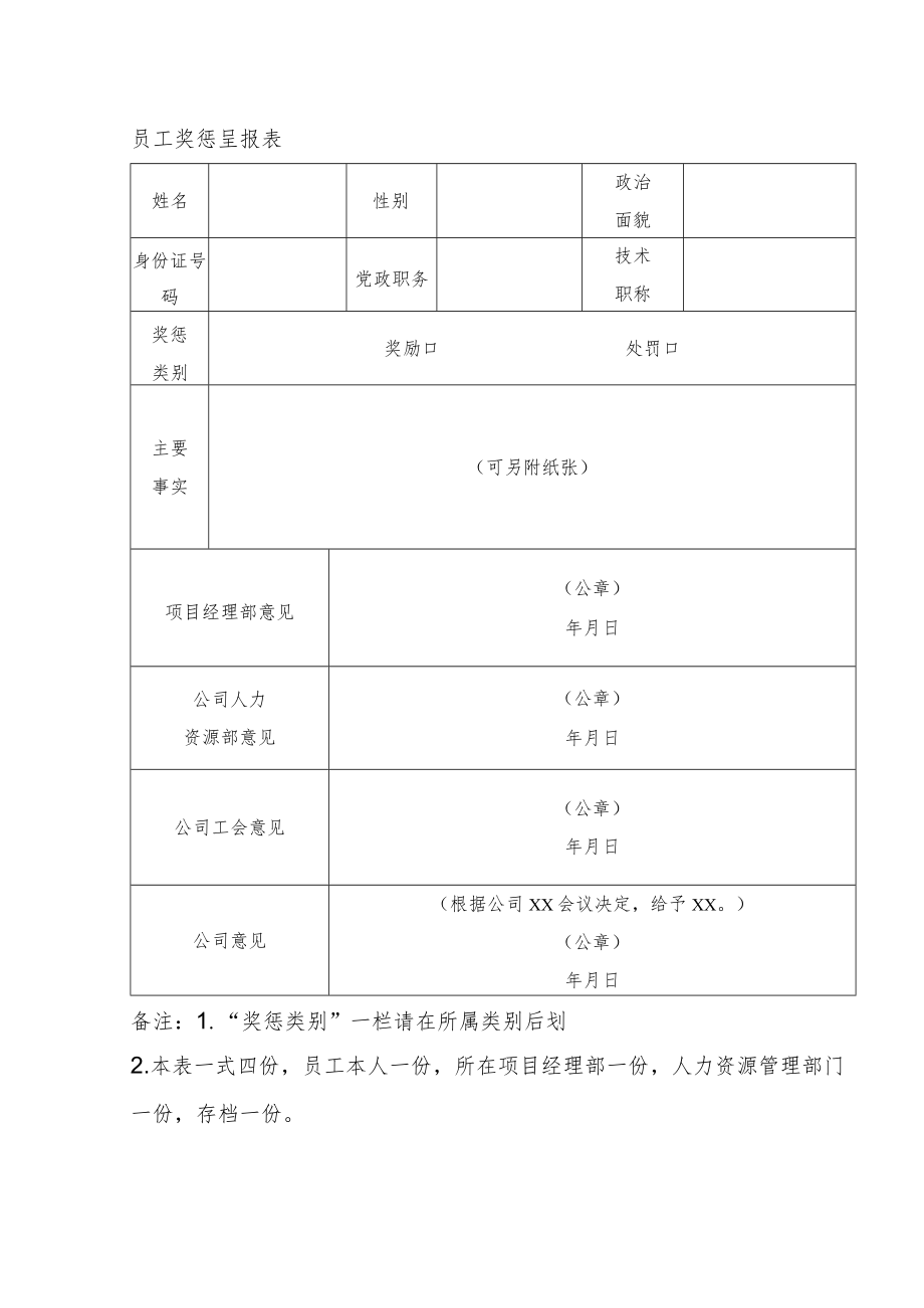 员工奖惩呈报表.docx_第1页