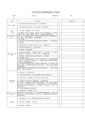 医院密闭式静脉输液法考核表.docx