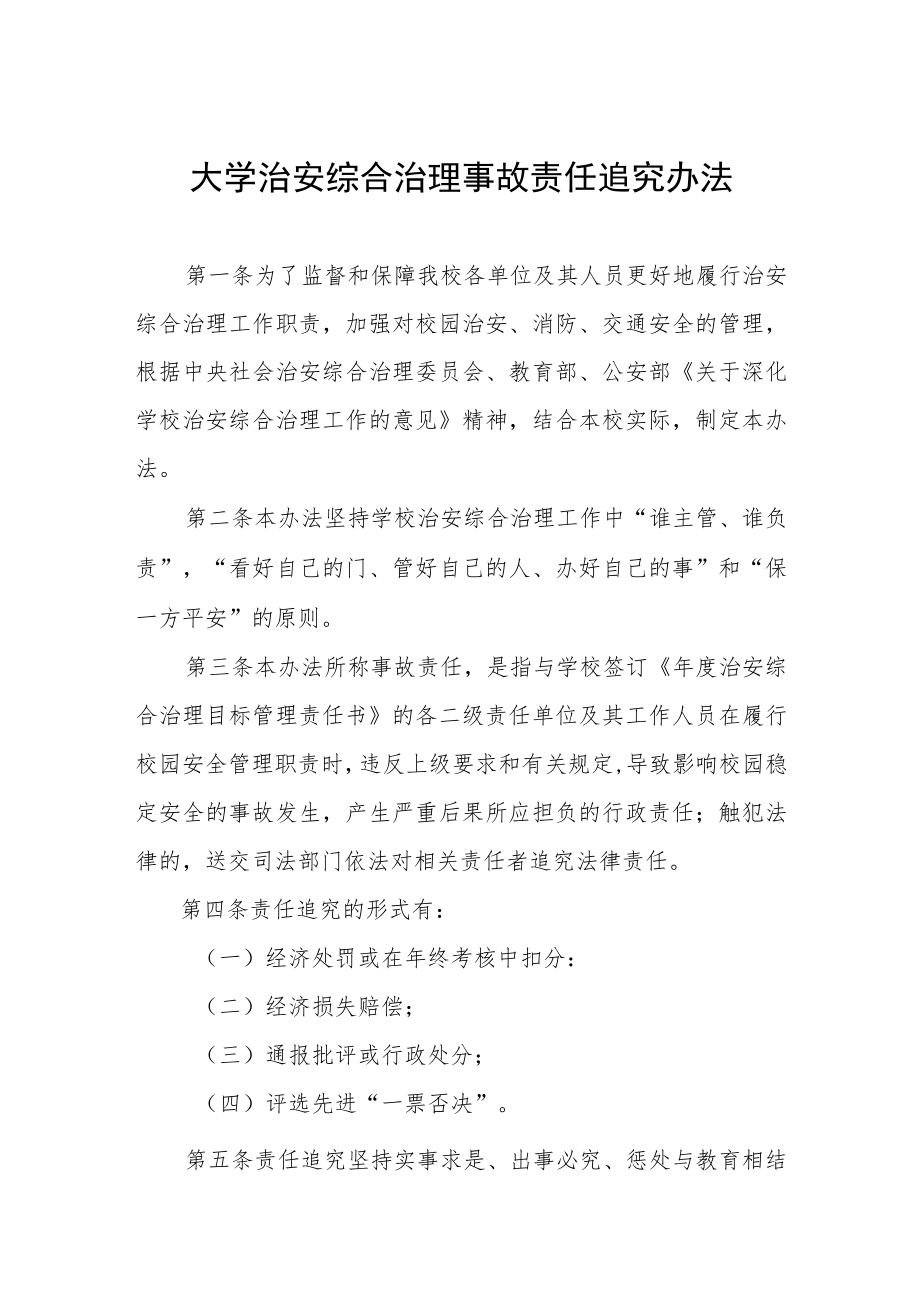 大学治安综合治理事故责任追究办法.docx_第1页