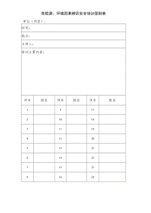 危险源、环境因素辨识安全培训签到表.docx