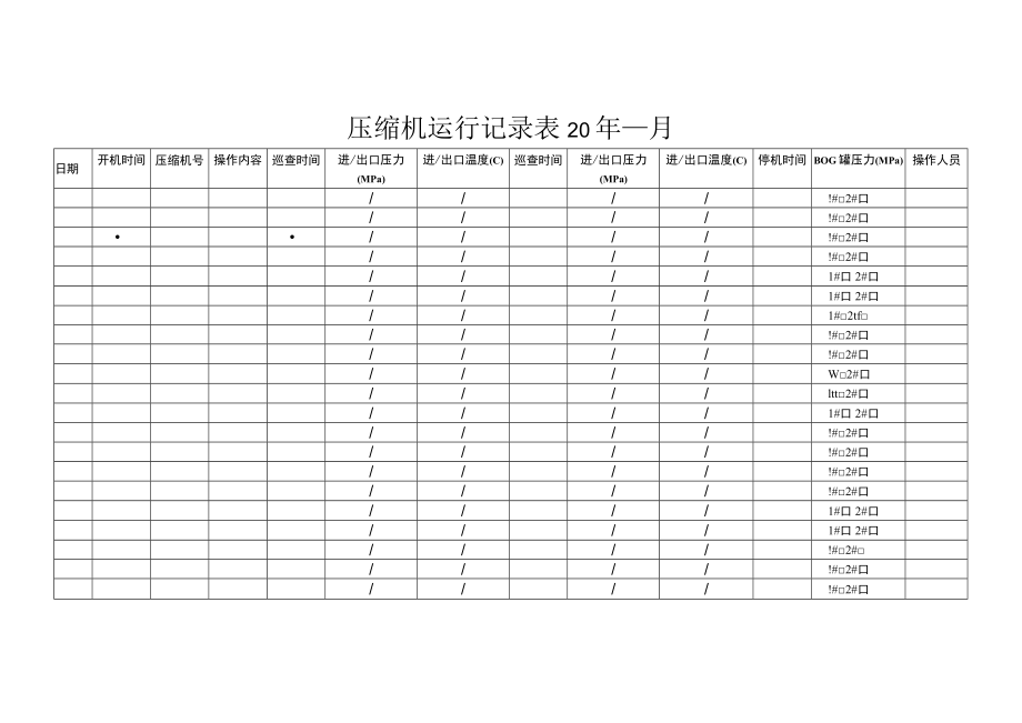 压缩机运行记录表.docx_第1页