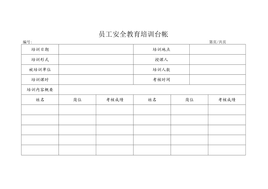 员工安全教育培训台帐.docx_第1页