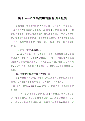 关于公司高质量发展的调研报告.docx