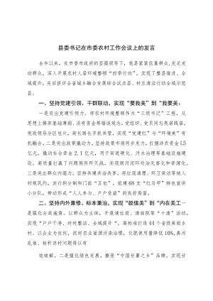 县委书记在市委农村工作会议上的发言.docx