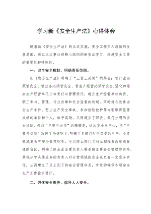 变电技术员学习新《安全生产法》学习心得六篇范文.docx