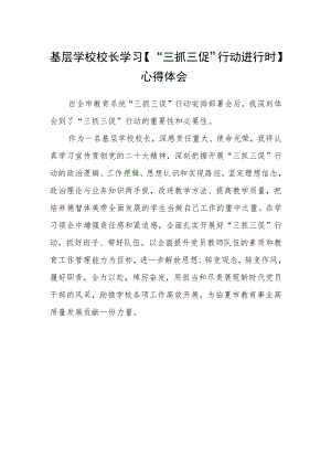 基层学校校长学习【“三抓三促”行动进行时】心得体会范文.docx