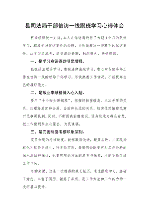 县司法局干部信访一线跟班学习心得体会.docx